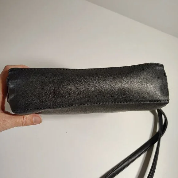 NINE WEST Purse Faux Black Leather Tri Compartment Compact Crossbody Bag - Picture 11 of 14